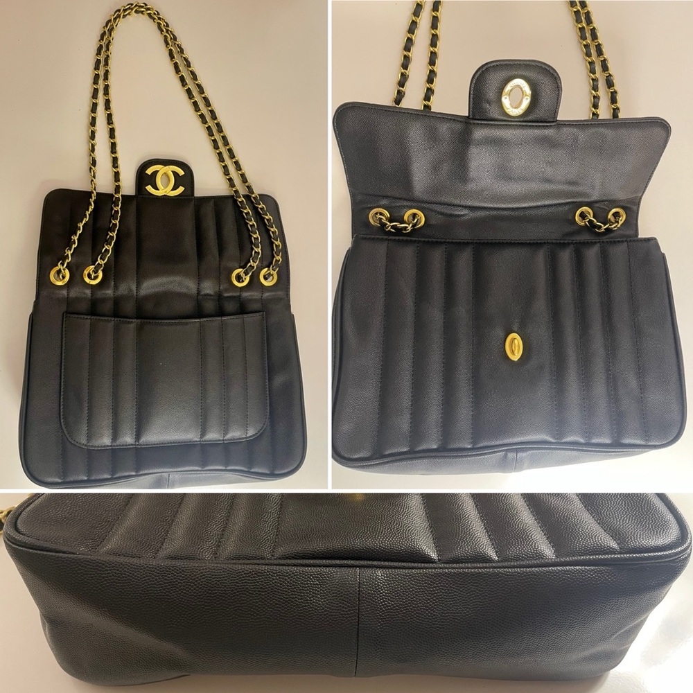 Chanel Black Shoulder Bag with Gold Chain - Picture 3 of 8